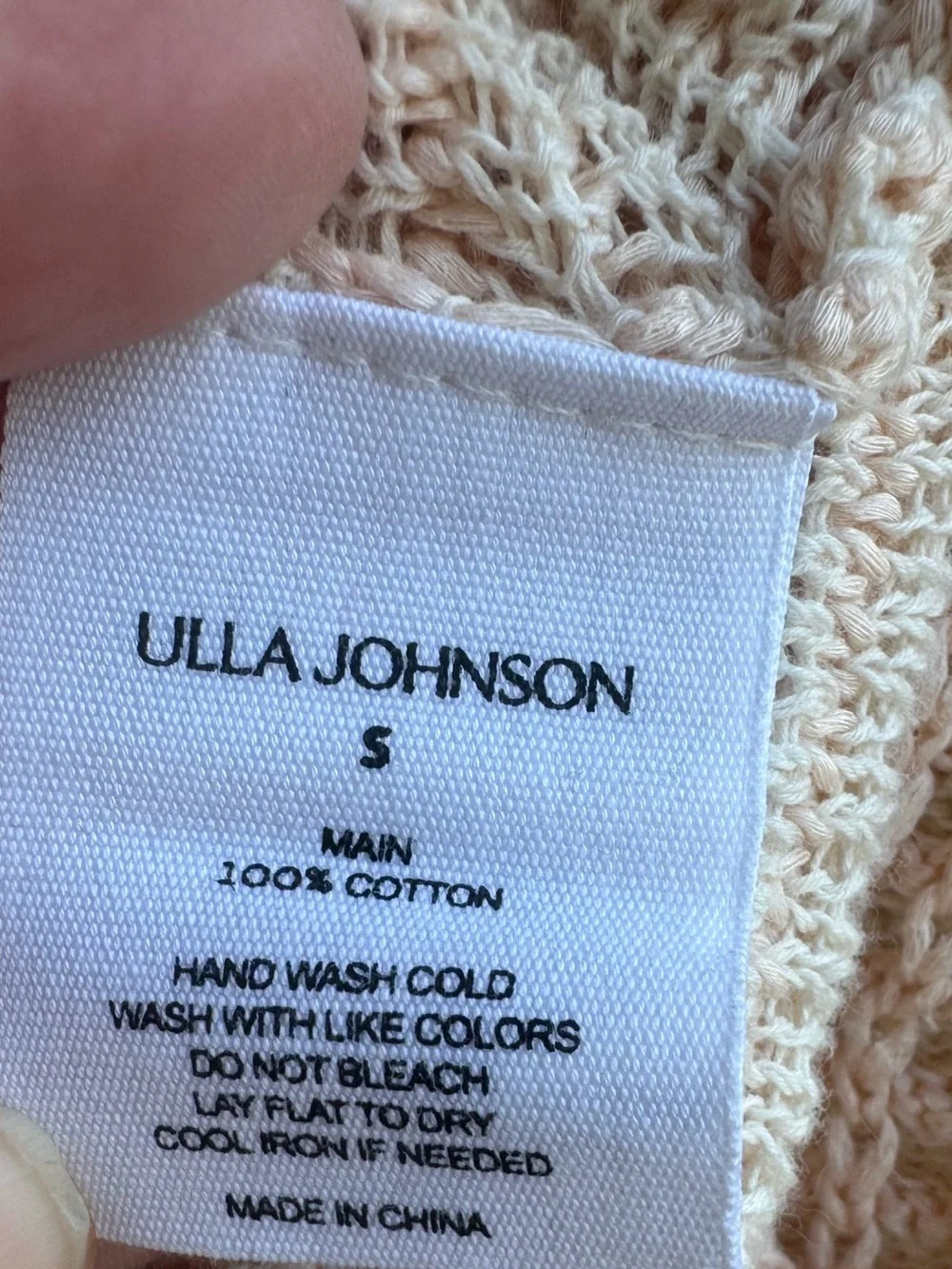 ULLA JOHNSON Capri Short-Sleeve Cropped Geo Knit Top Size small